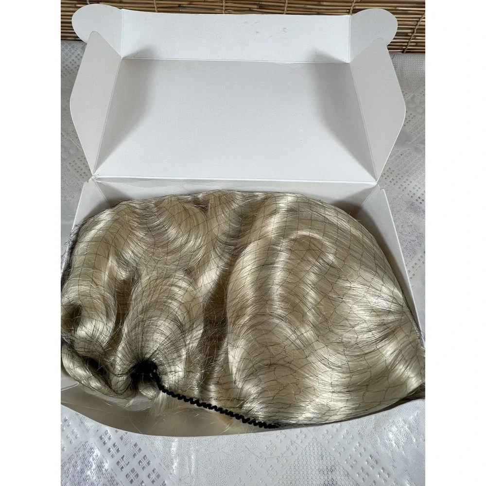 Medisifa Finfer Wave Wig 1920s Retro Mid Long Curly Synthetic Hair Blonde